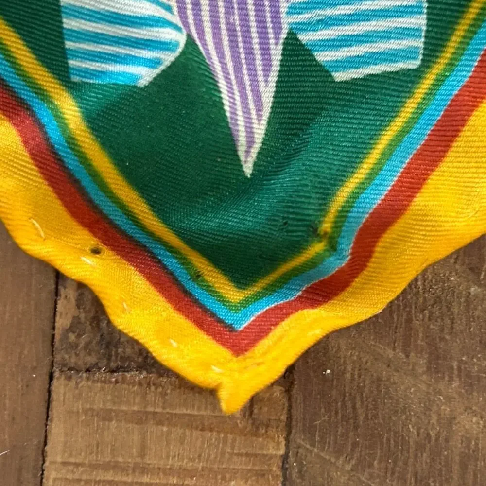 Vintage Geometric Abstract Silk Scarf Colorful 26 x 26
